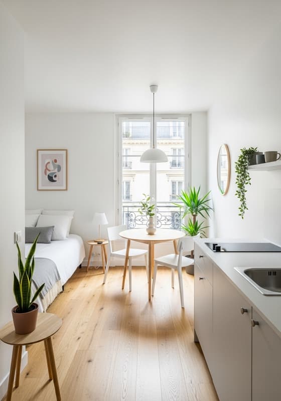 Studio étudiant moderne et lumineux dans une grande ville française
